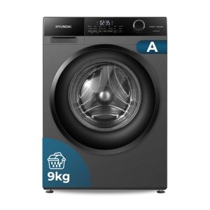 Lavadora Hyundai 9kg 1400rpm A 84,5cm 59,5cm 58cm Inox Display táctil Inverter Vapor Antialérgico Mi Ciclo Puerta XXL T.Waterdrop C.Boomerang