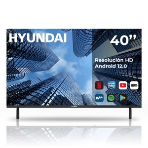 Smart TV Hyundai 40'' HD E Negro Android 12.0 Botón Apps DVBT2-S2 Miracast Modo Hotel