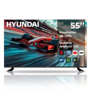 Smart TV Hyundai 55'' Ultra HD F Negro Android 13.0 Botón Apps DVBT2-S2 Miracast Modo Hotel