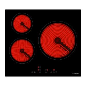 Placa Vitrocerámica Hyundai 5700W 5,1cm 59cm 52cm Cristal negro Táctil 3Z Triple Corona Stop&Go