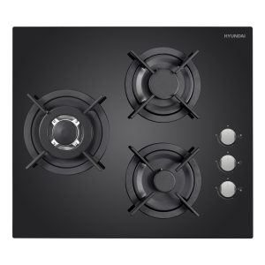 Placa Gas Butano Hyundai 6350W 4,4cm 59,4cm 52,3cm Cristal negro Manual Auto Ig. 3Q Wok Kit Gas Forja