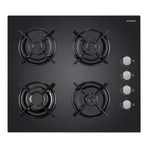 Placa Gas Butano Hyundai 6350W 4cm 59,4cm 52,3cm Cristal negro Manual 4Q Wok Kit Gas Forja