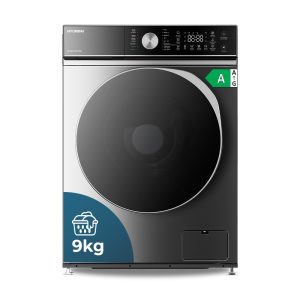 Lavadora Hyundai,Capacidad 9kg 1400rpm, Clase A. Dimensiones: 85cm 59,5cm 60cm. Color Inox, Control con Display táctil. Motor Inverter