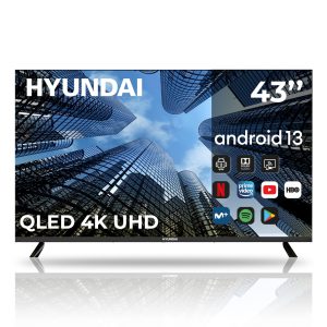 Smart TV Hyundai 43'' Ultra HD F Negro Android 13.0 Botón Apps DVBT2-S2 Miracast Modo Hotel