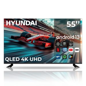 Smart TV Hyundai 55'' Ultra HD F Negro Android 13.0 Botón Apps DVBT2-S2 Miracast Modo Hotel
