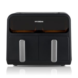 Air Fryer Hyundai, Capacidad 8 L, Color Negro. Dimensiones: 30,3cm 36,9cm 37,4cm. Control Display LED táctil 8 Programas.