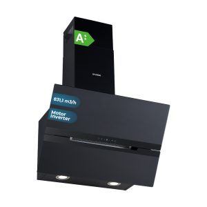 Campana Inclinada Hyundai, Clase A++ Dimensiones: 112,6cm 89,5cm 40,3cm. Color Cristal negro, Control Táctil Motor Inverter. Potencia de aspiración 831,1 m3/h, 64 dB. Función Booster.