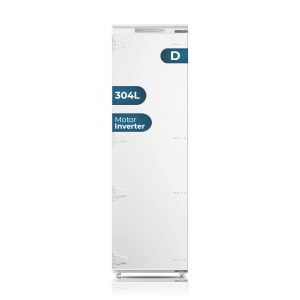Refrigerador de integración Hyundai, No Frost. Capacidad 304 L, Clase D. Dimensiones: 178,5cm 54cm 55cm. Color Blanco, Control Electrónico. Motor Inverter.