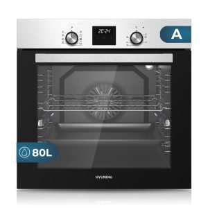 Horno Multifunción Hyundai 80L A 59,5cm 59,6cm 54,8cm Inox Display 9P G.Telescópicas Turbo