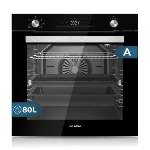 Horno Pirolítico Hyundai 80L A 59,5cm 59,6cm 54,8cm Cristal negro Display 9P G.Telescópicas