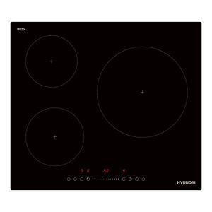 Placa de Inducción Hyundai 60 cm 3 zonas con Cristal negro Slider táctil Keep warm Stop&Go