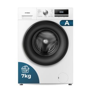 Lavadora Hyundai,Capacidad 7kg 1200rpm, Clase A. Dimensiones: 84,5cm 59,5cm 46,5cm. Color Blanco, Control con Display. Motor Inverter. Programas: Vapor Antialérgico.