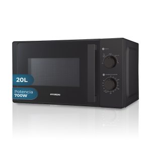 Microondas Hyundai 20L 700W 25,8cm 44cm 35,7cm Cristal negro Manual