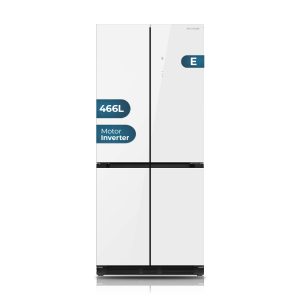 Frigorífico 4 Puertas de semi integración Hyundai, No Frost. Clase E. Dimensiones: 193cm 83,3cm 59,8cm. Color Cristal blanco, Control con Display táctil. Motor Inverter.