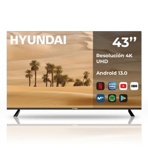 Smart TV Hyundai 43 in Ultra HD F Negro Android 13.0 Botón Apps DVBT2-S2 Miracast Modo Hotel
