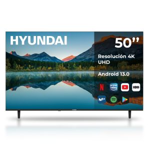 Smart TV Hyundai 50 in Ultra HD E Negro Android 13.0 Botón Apps DVBT2-S2 Miracast Modo Hotel