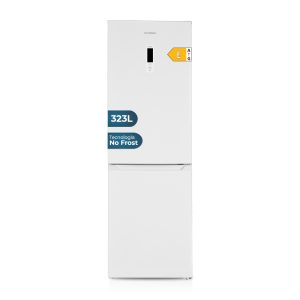 Frigorífico Combi Hyundai, No Frost. Clase E. Dimensiones: 184cm 60cm 68,5cm. Color Blanco, Control con Display táctil.