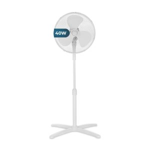"Ventilador Pie Hyundai 14"" 40W Blanco Manual 3V Oscilación"