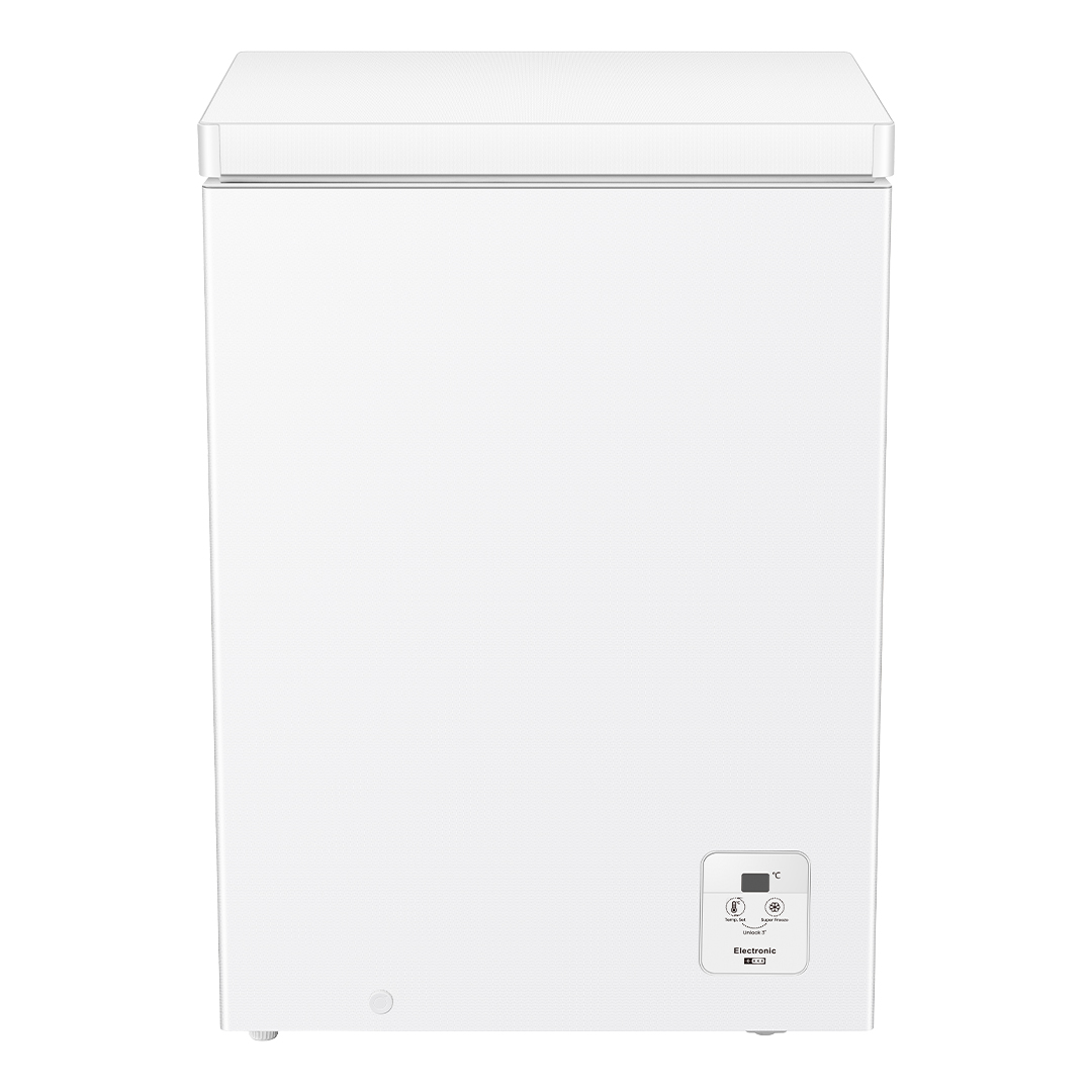 Congelador vertical Hyundai, Dual Cooling. Capacidad 141L, Clase E. Dimensiones: 85,8cm 60,6cm 55,9cm. Color Blanco, Control Electrónico. Motor Inverter.
