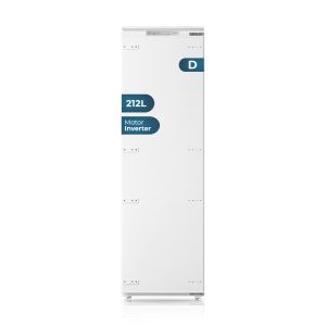 Congelador vertical Integración Hyundai, No Frost. Capacidad 212L, Clase D. Dimensiones: 178,5cm 54cm 55cm. Color Blanco, Control Electrónico. Motor Inverter.