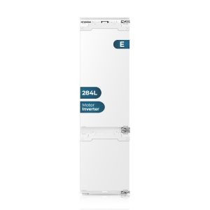Frigorífico Combi de integración Hyundai, No Frost. Clase E. Dimensiones: 193,2cm 54cm 54,5cm. Color Blanco, Control con Display táctil. Motor Inverter.