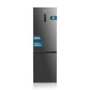 Frigorífico Combi Hyundai, No Frost. Clase C. Dimensiones: 193,5cm 60cm 67,5cm. Color Inox, Control con Display. Motor Inverter.