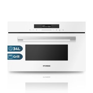 Microondas con Grill de integración Hyundai 34 Litros 900 W Cristal blanco Display LED táctil Auto Cooking